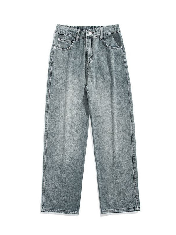 Danbaoni Férfi farmernadrág, téli fleece-bélés, laza egyenes szabás, elasztikus derék, amerikai street style