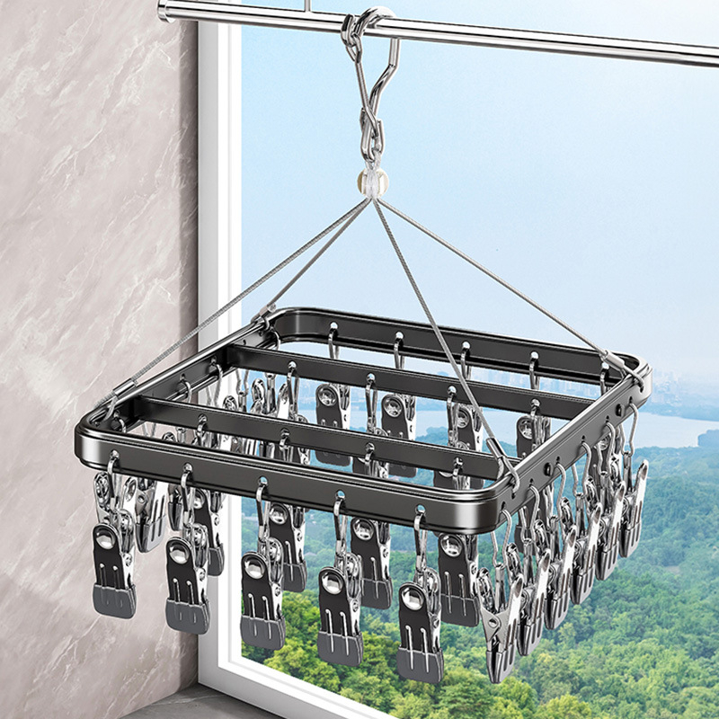 Aluminijsko sušilo za čarape od aluminijske legure s višestrukim klipsama, kućno sušenje odjeće, balkon, višenamjensko vješanje
