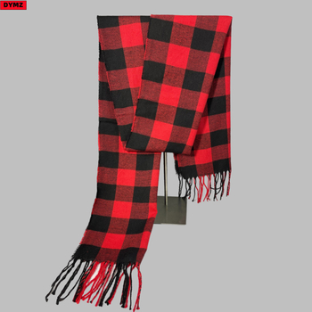 Férfi sál műkasmírból, európai–amerikai stílus, brit mintás kockás, bojtokkal, meleg, vékony nyakra való sál