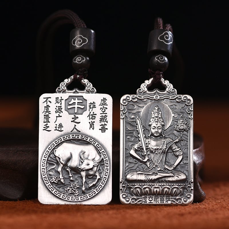 Privjesak od čistog srebra S999 sa zodijakom, osam zaštitnih božanstava i Budin amulet za godinu rođenja, ogrlica