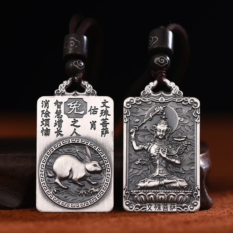 Privjesak od čistog srebra S999 sa zodijakom, osam zaštitnih božanstava i Budin amulet za godinu rođenja, ogrlica