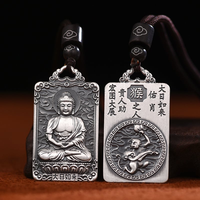 Privjesak od čistog srebra S999 sa zodijakom, osam zaštitnih božanstava i Budin amulet za godinu rođenja, ogrlica
