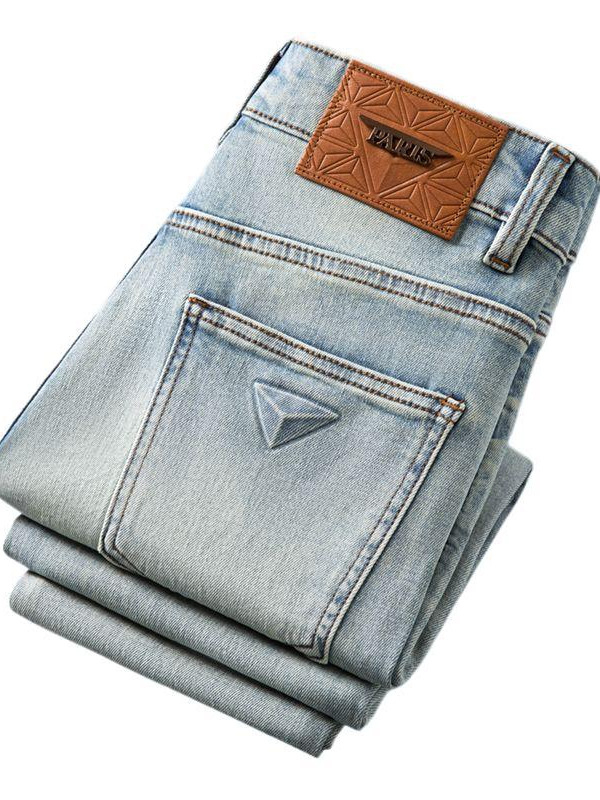 Férfi slim-fit farmernadrág, egyenes szárú, elasztikus, denim