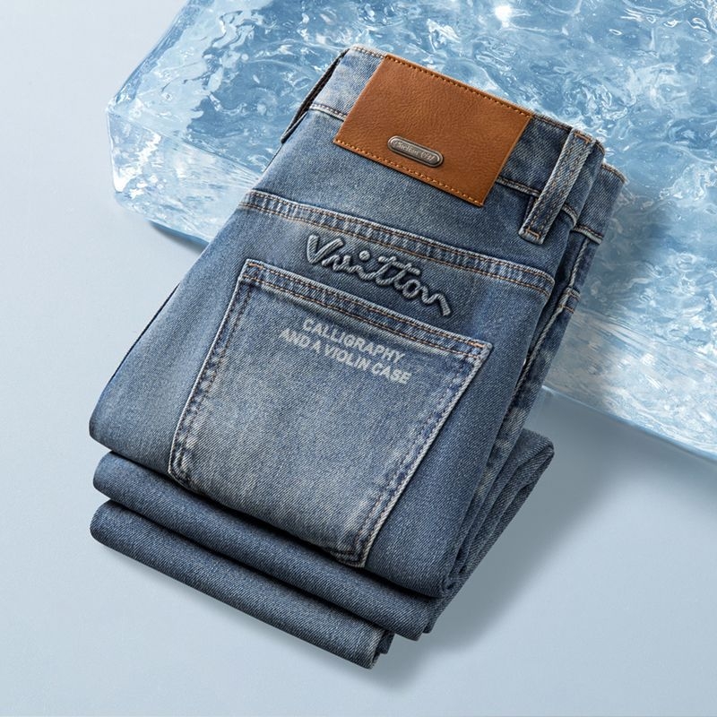 Férfi slim-fit farmernadrág, egyenes szárú, elasztikus, denim
