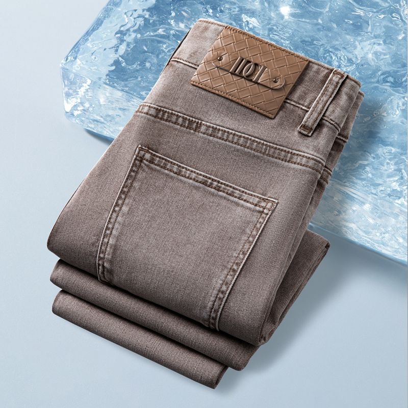 Férfi slim-fit farmernadrág, egyenes szárú, elasztikus, denim