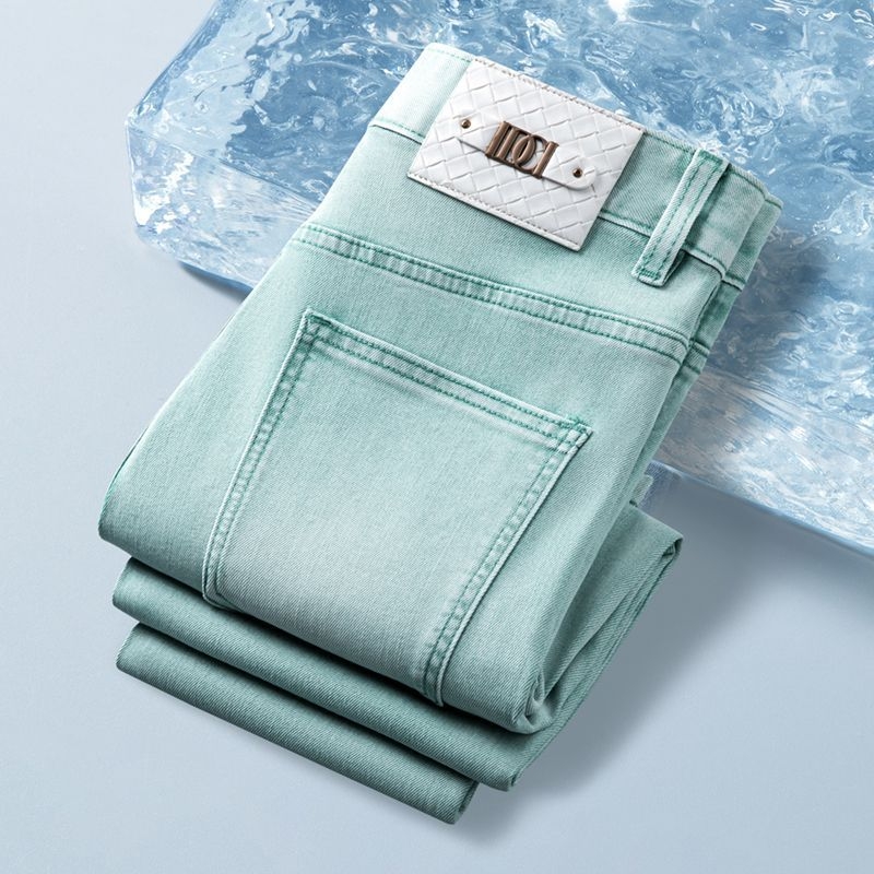 Férfi slim-fit farmernadrág, egyenes szárú, elasztikus, denim