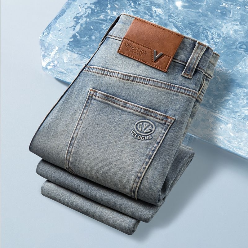 Férfi slim-fit farmernadrág, egyenes szárú, elasztikus, denim