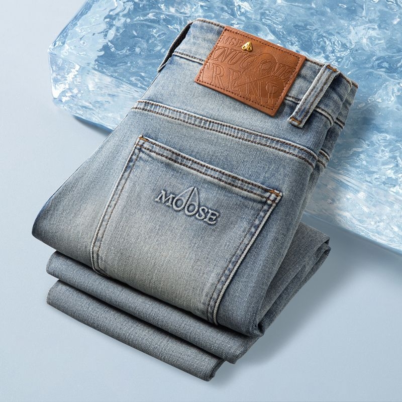 Férfi slim-fit farmernadrág, egyenes szárú, elasztikus, denim