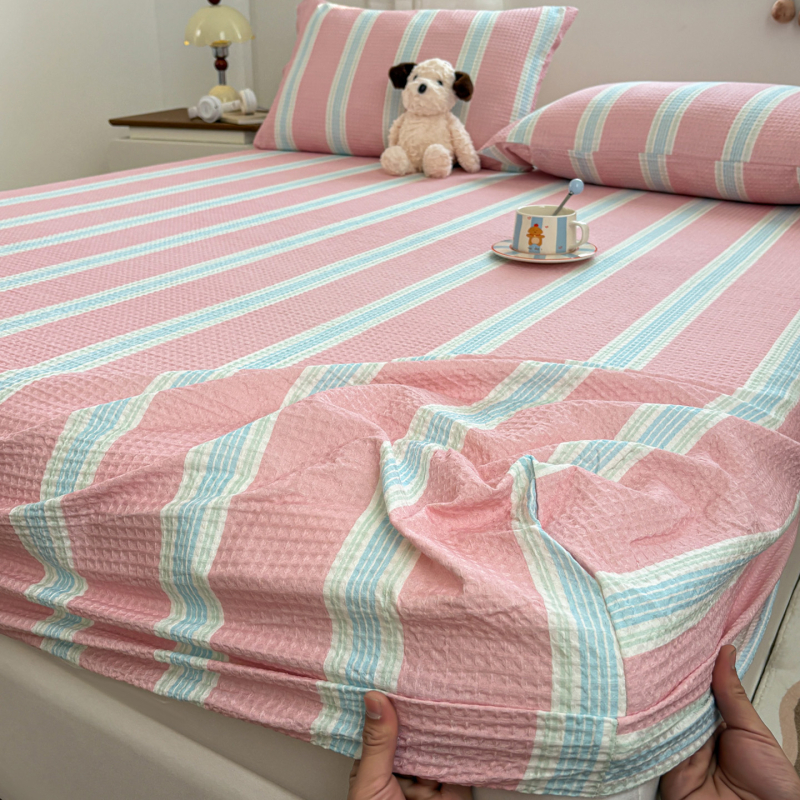 Napinjene plahte s elastičnim rubom od 100% pamuka, wafl uzorak, svjež i minimalistički dizajn, zaštita madraca, navlaka protiv prašine