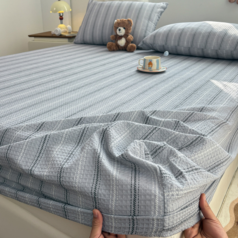 Napinjene plahte s elastičnim rubom od 100% pamuka, wafl uzorak, svjež i minimalistički dizajn, zaštita madraca, navlaka protiv prašine