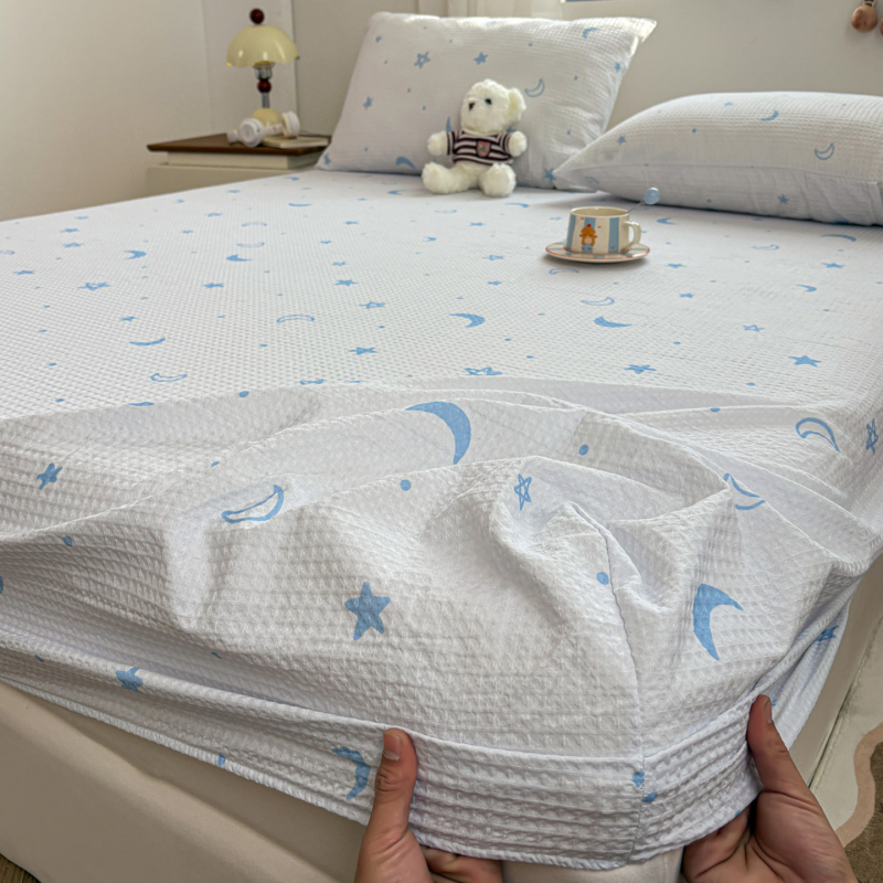 Napinjene plahte s elastičnim rubom od 100% pamuka, wafl uzorak, svjež i minimalistički dizajn, zaštita madraca, navlaka protiv prašine