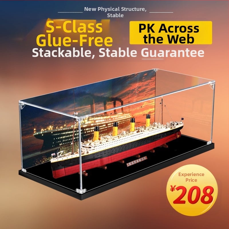 Akrilni izložbeni okvir za LEGO 10294 Titanic, prozirna kutija s zaštitom od prašine i prostorom za pohranu figurica