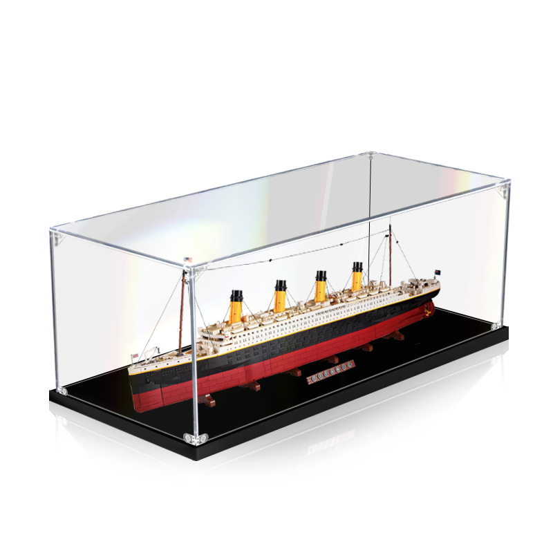 Akrilni izložbeni okvir za LEGO 10294 Titanic, prozirna kutija s zaštitom od prašine i prostorom za pohranu figurica