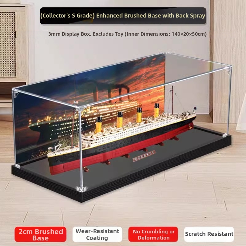 Akrilni izložbeni okvir za LEGO 10294 Titanic, prozirna kutija s zaštitom od prašine i prostorom za pohranu figurica