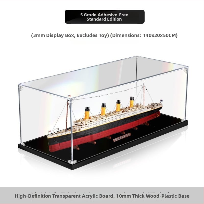 Akrilni izložbeni okvir za LEGO 10294 Titanic, prozirna kutija s zaštitom od prašine i prostorom za pohranu figurica