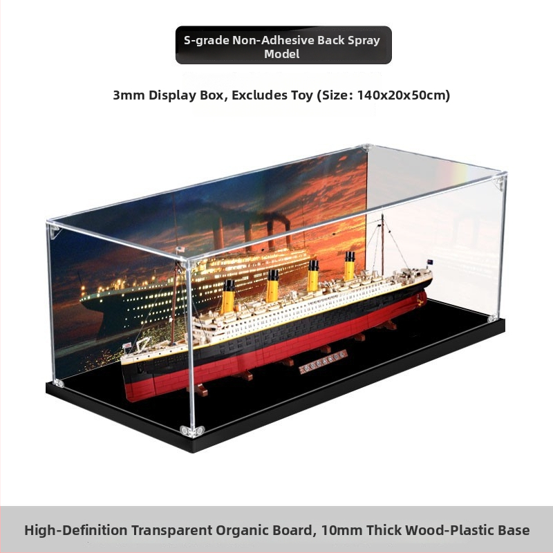 Akrilni izložbeni okvir za LEGO 10294 Titanic, prozirna kutija s zaštitom od prašine i prostorom za pohranu figurica