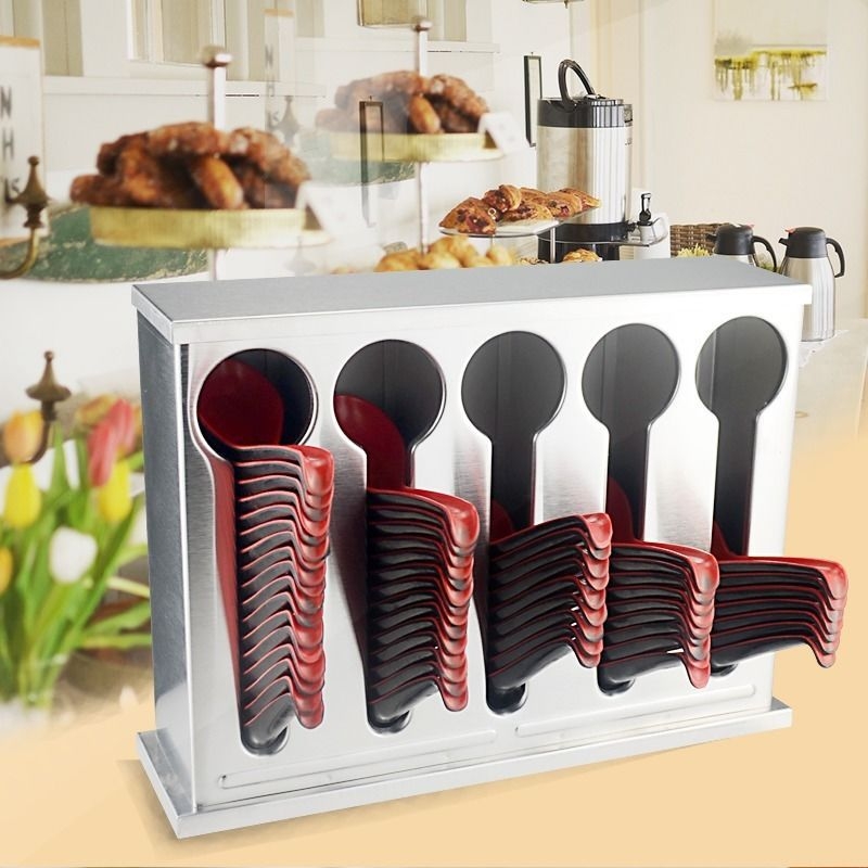 Kutija za pohranu žlica od nehrđajućeg čelika – kvadratnog oblika, velika zapremina, organizator pribora za hotele i restorane.