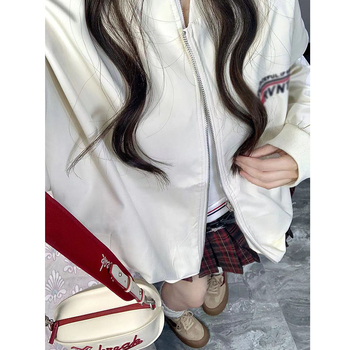 Ženska vezena baseball jakna u preppy stilu, vintage američki sportsko-casual komad za proljeće i jesen