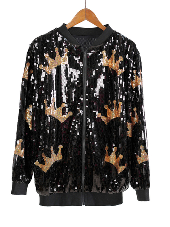 Bomber jakna sa šljokicama, široki kroj, karnevalski stil
