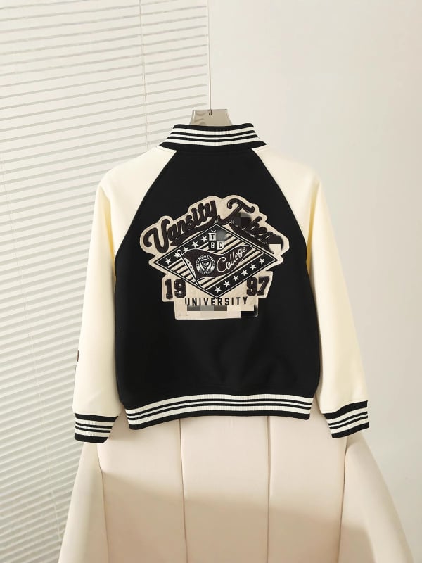 2025 jesen-zima preppy stil ležernog kroja, s bogatim izvezom i kontrastnim bojama, baseball jakna, TTMZ254903P