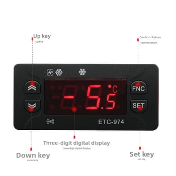 ETC-974 Regulator temperature s ventilom za odmrzavanje, dvostruka senzorna linija, digitalni termostat za skladištenje u hladnjaku