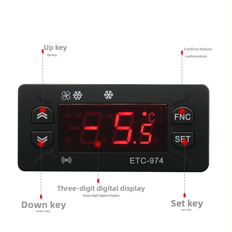 ETC-974 Regulator temperature s ventilom za odmrzavanje, dvostruka senzorna linija, digitalni termostat za skladištenje u hladnjaku