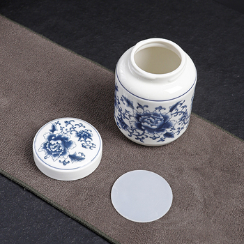 Plavo-bijela porcelanska retro keramička posuda za tradicionalnu kinesku medicinu, med, prašak i čaj, zatvorena posuda