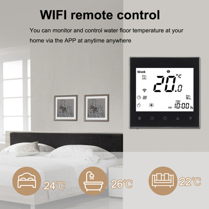BHT-1000-WIFI serija, podni termostat 16A s Wi-Fi glasovnim upravljanjem i regulatorom temperature