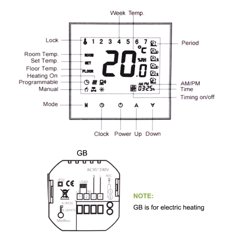 BHT-1000-WIFI serija, podni termostat 16A s Wi-Fi glasovnim upravljanjem i regulatorom temperature