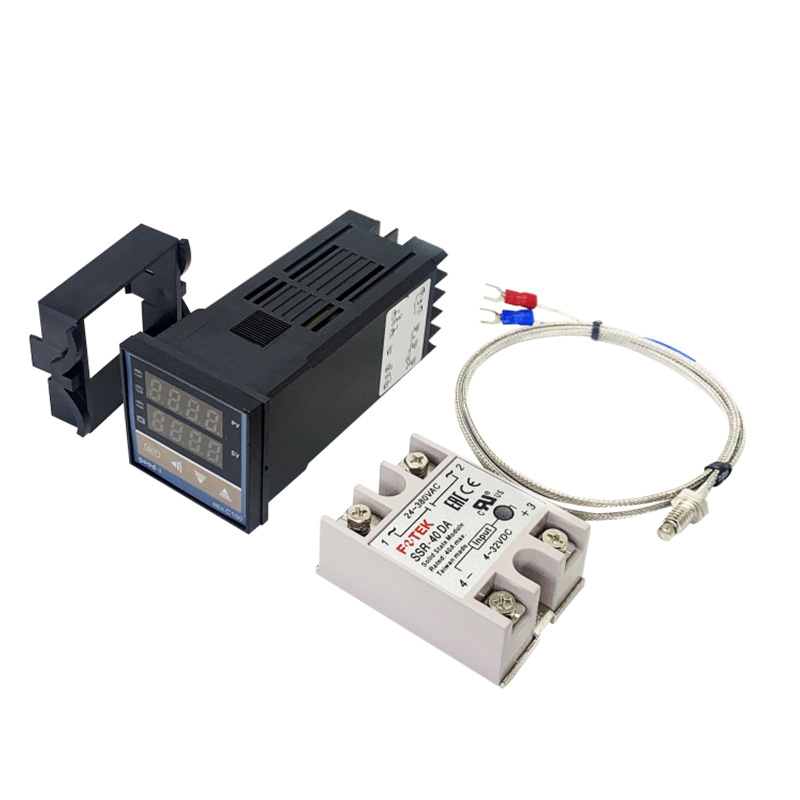 Industrijski regulator temperature REX-C100FK07-VAN – duga verzija s tehnologijom čvrstog stanja i linijom senzora temperature – trodjelni set za kontrolu temperature