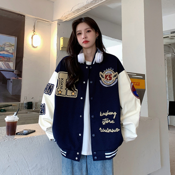 Stvarna fotografija: bomber jakna s američkim vezom za muškarce i žene, unisex baseball stil