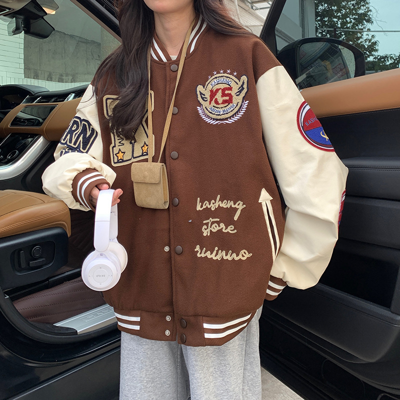 Stvarna fotografija: bomber jakna s američkim vezom za muškarce i žene, unisex baseball stil