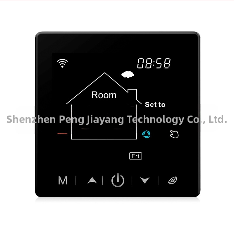 Diskretni pametni termostat za električno podno grijanje s dodirnim zaslonom, Tuya Wi‑Fi, mjerenje vlage i temperature, model R9W.716