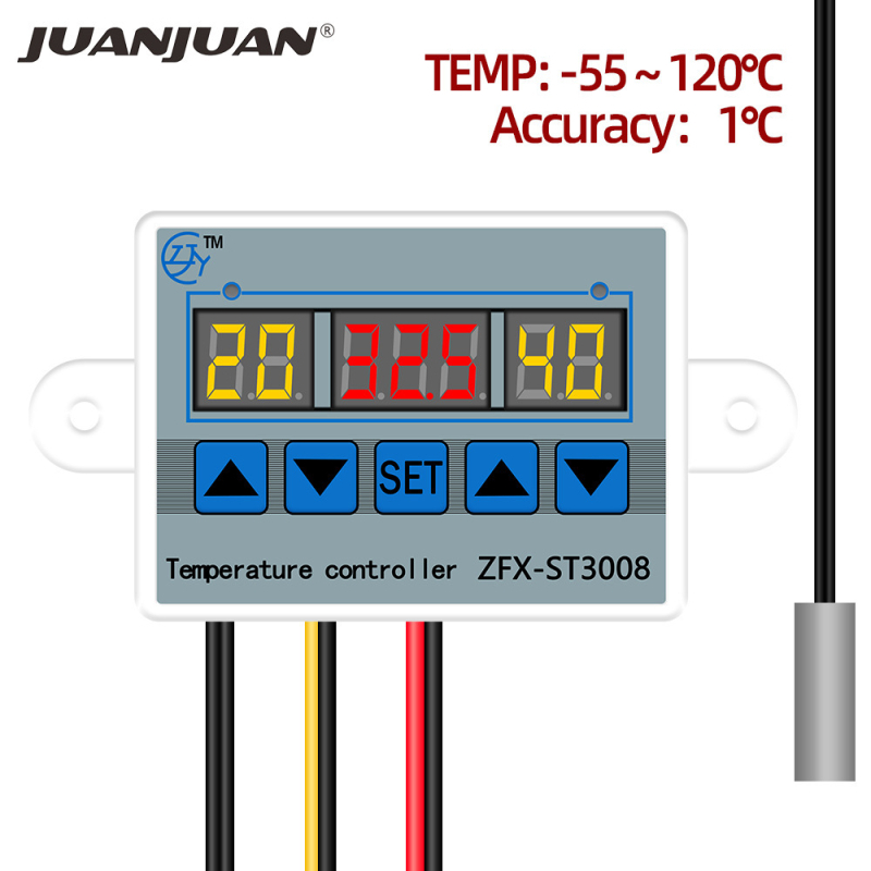 ZFX-ST3008 Visokoprecizni termostat s digitalnim zaslonom, regulator temperatura, prekidač kontrole temperature, mini ploča kontrole temperatura