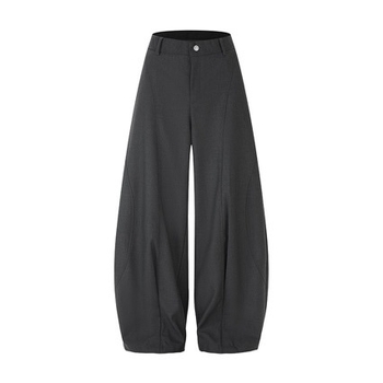 Pantaloni largi unisex, cu siluetă deconstruită și croială în formă de sabie, stil casual drapat, calitate superioară, atmosferă old-money