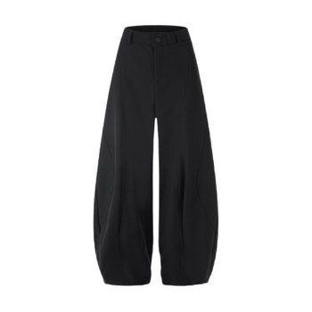 Pantaloni largi unisex, cu siluetă deconstruită și croială în formă de sabie, stil casual drapat, calitate superioară, atmosferă old-money