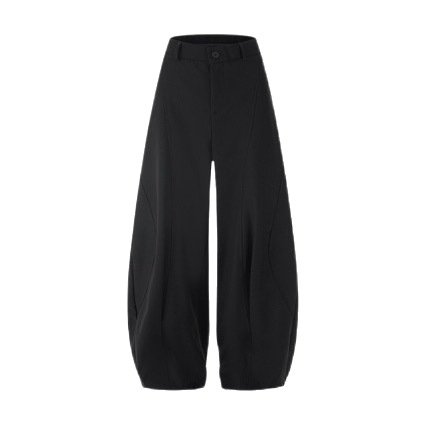 Pantaloni largi unisex, cu siluetă deconstruită și croială în formă de sabie, stil casual drapat, calitate superioară, atmosferă old-money