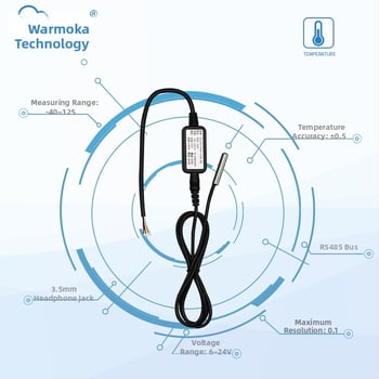 RS485 teplotný senzor, Modbus RTU vysielač, priemyselne vodotesný a prachotesný, vysokopresná sonda