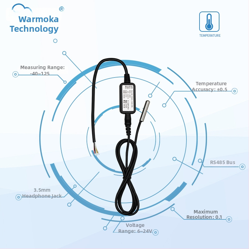RS485 teplotný senzor, Modbus RTU vysielač, priemyselne vodotesný a prachotesný, vysokopresná sonda
