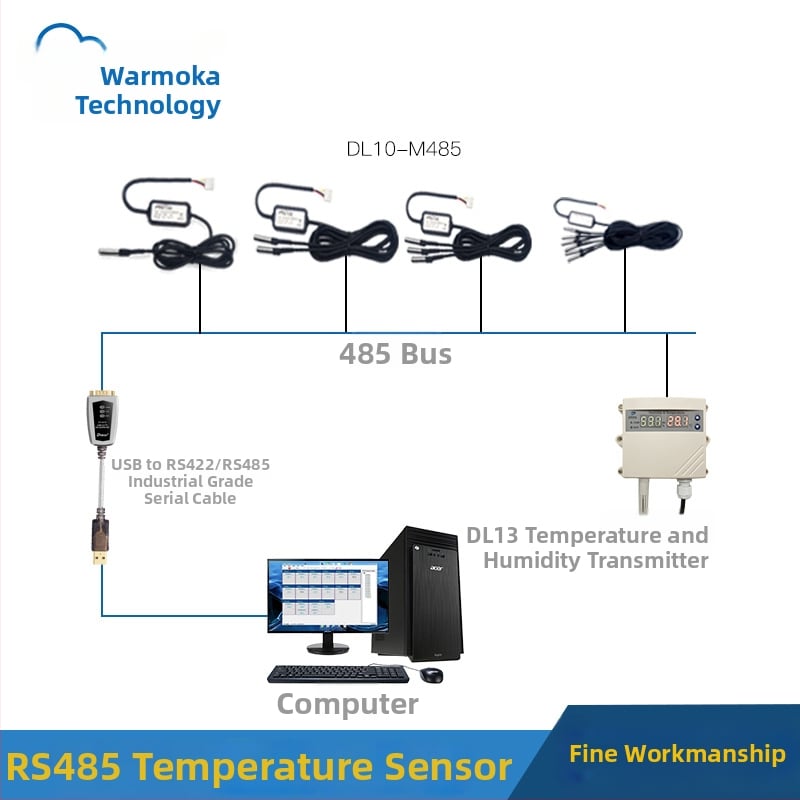 RS485 teplotný senzor, Modbus RTU vysielač, priemyselne vodotesný a prachotesný, vysokopresná sonda