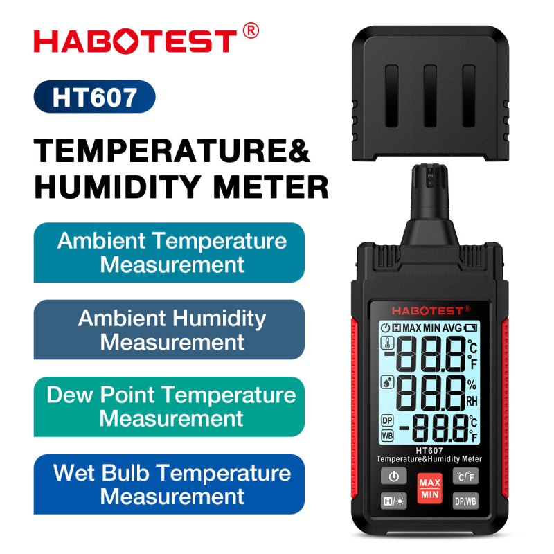 Habotest HT607 Visoko precizan industrijski mjerač temperature i vlage, višefunkcijski senzor temperature i vlage