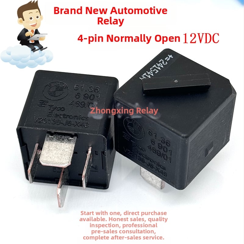 Automobilové relé V23136-J6-X48, 4-pólové, 61.36 6 901, 12V DC, Normálne otvorené