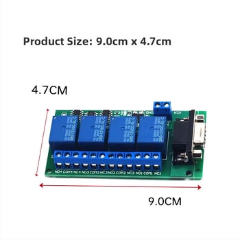 4-kanálový RS232 DB9 relé modul na diaľkové ovládanie motorov garáže a vozidiel