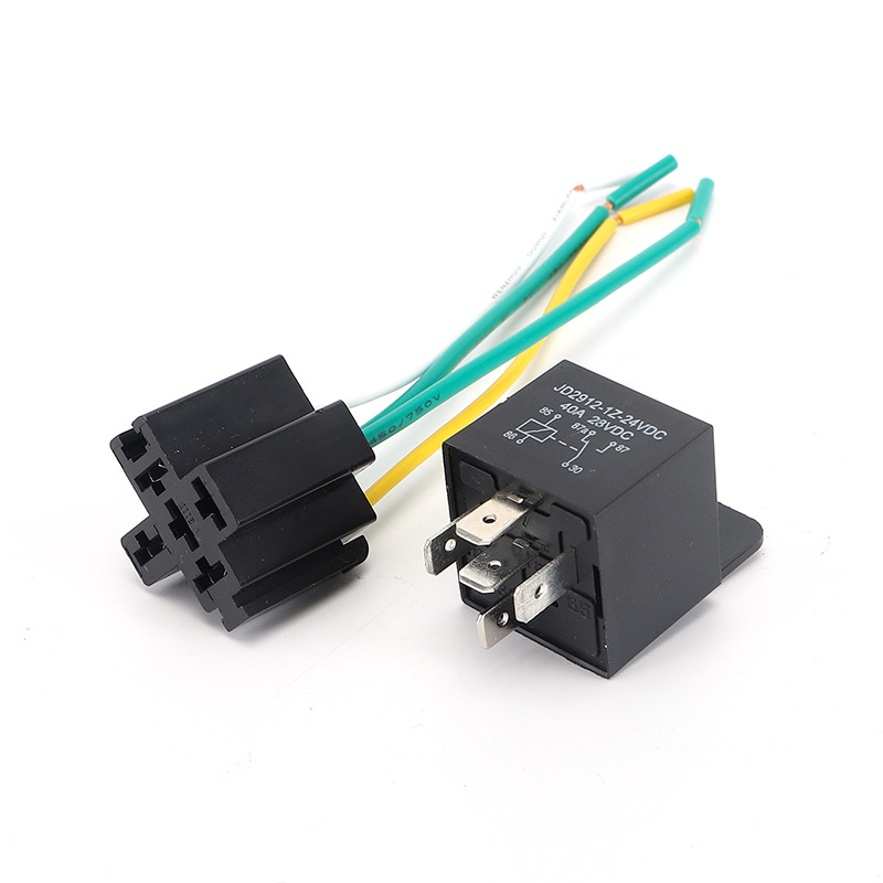 JD2912-1Z-24VDC relé vezetékes csatlakozóval, 40A, 12V, műanyag hátlappal autómodifikációhoz