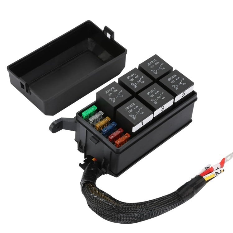 Cutie de siguranțe și relee 12V-24V pentru autoturisme și ambarcațiuni, bloc de relee cu 6 canale, pre-conectat