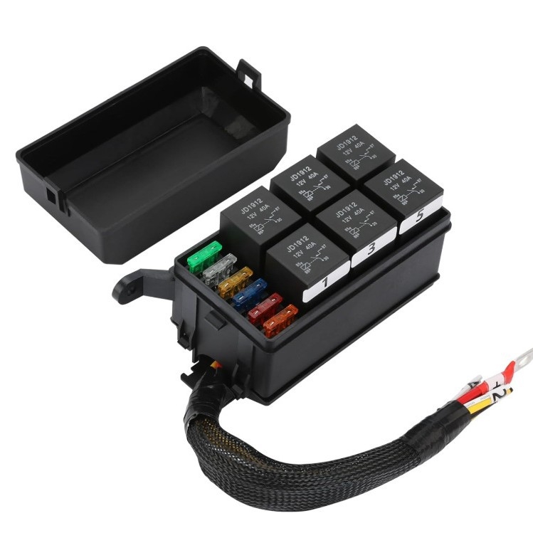 Cutie de siguranțe și relee 12V-24V pentru autoturisme și ambarcațiuni, bloc de relee cu 6 canale, pre-conectat