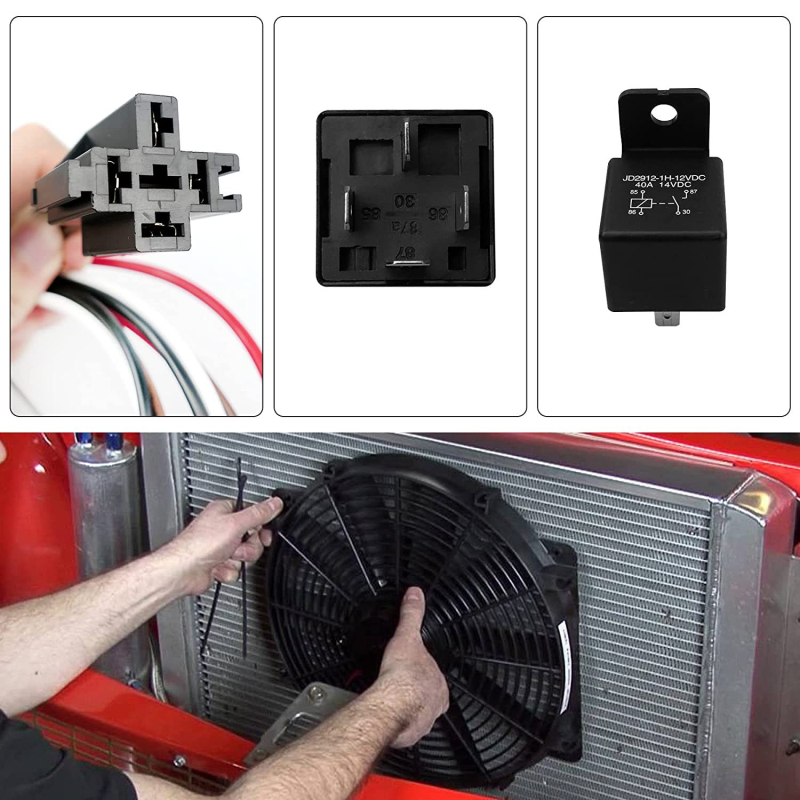 ZYLW Dualni električni rashladni ventilator – set za ožičenje s termostatom 185 otvoreno, 175 zatvoreno, 40A automobilno rele