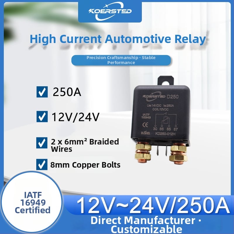 Koersted 250A 12V/24V vysokovýkonné auto štartovacie relé s čistou meďovou cievkou