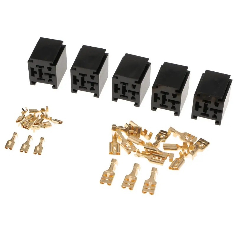 Auto relejna utičnica, 80A, široke nožice, s terminalima 9,5 mm i 6,3 mm, set od 5 komada
