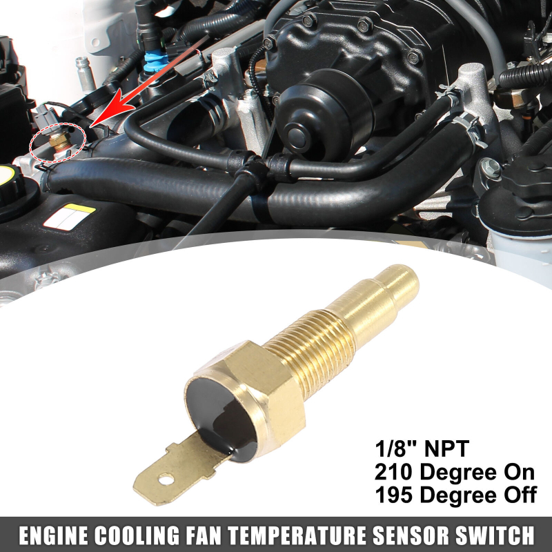 Prekidač termalnog senzora ventilatora hladnjaka za automobil, 1/8 in NPT, 180°/165°